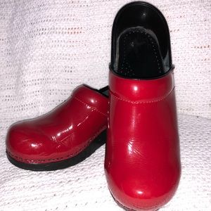 Red patent leather Danskos